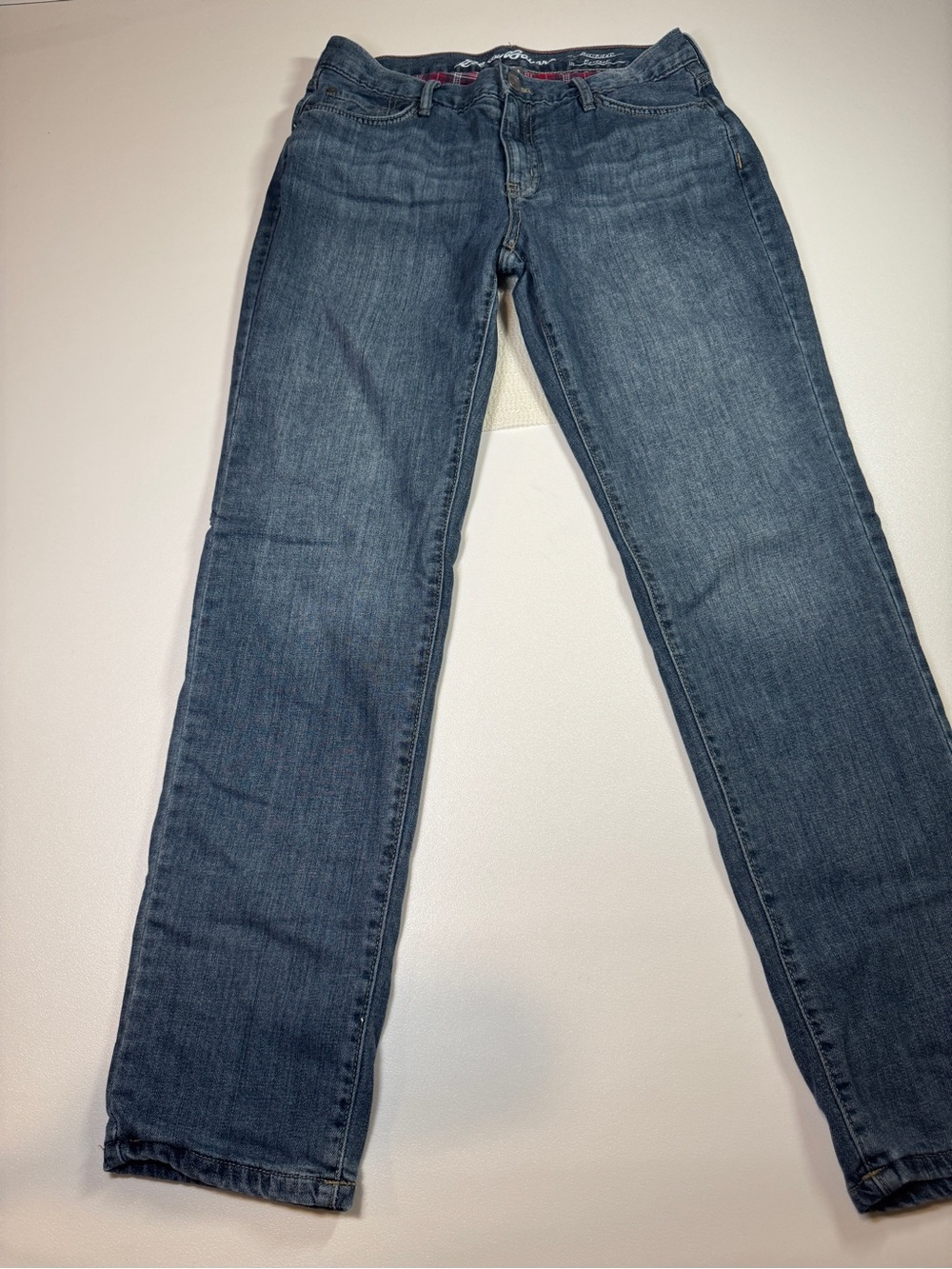 Eddie Bauer Flannel Lined Boyfriend Jeans Women’s 4 Plaid Winter Denim